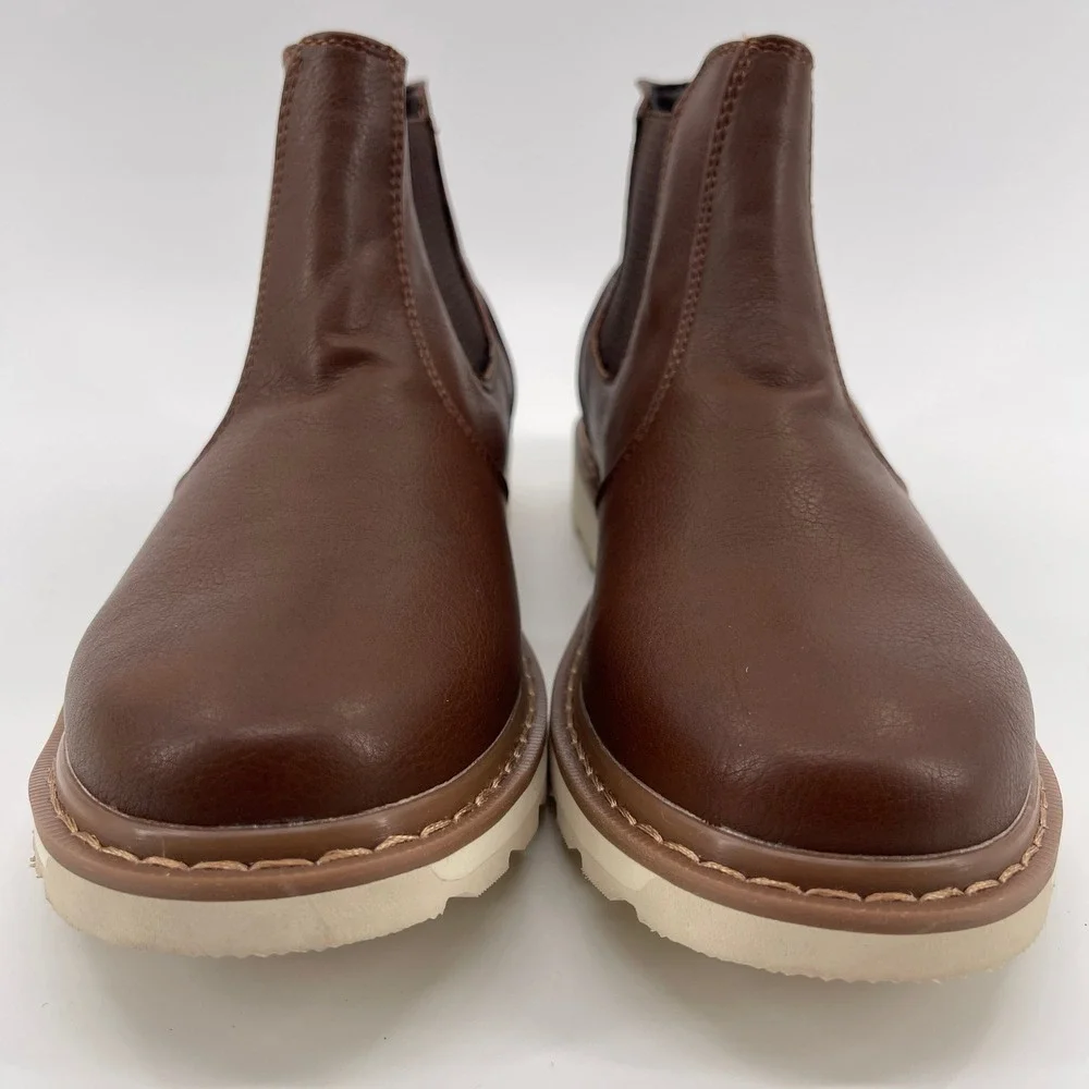 Deer Stags Jameson Jr Boys Brown Faux‎ Leather Chelsea Boots Size 6M